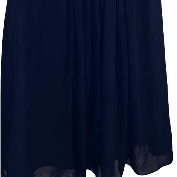 Bill Levkoff MIDI Midnight Blue Dress Chiffon Ruched Waist Shoulders Women’s 18. - Picture 9 of 9